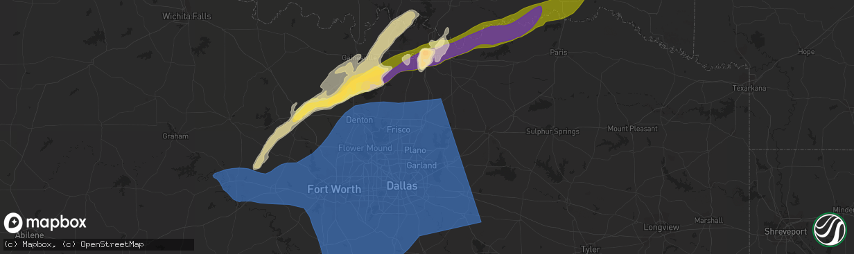 Hail map in Mckinney, TX on March 2, 2023