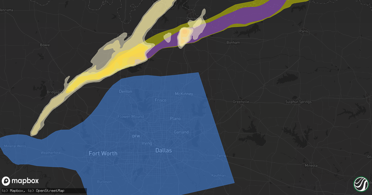 Hail map in Mckinney, TX on March 2, 2023