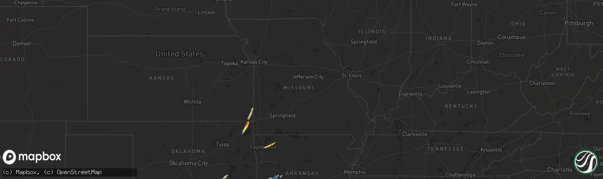 Hail map in Missouri on March 2, 2023