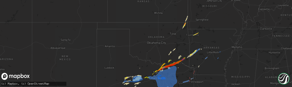 Hail map in Oklahoma on March 2, 2023