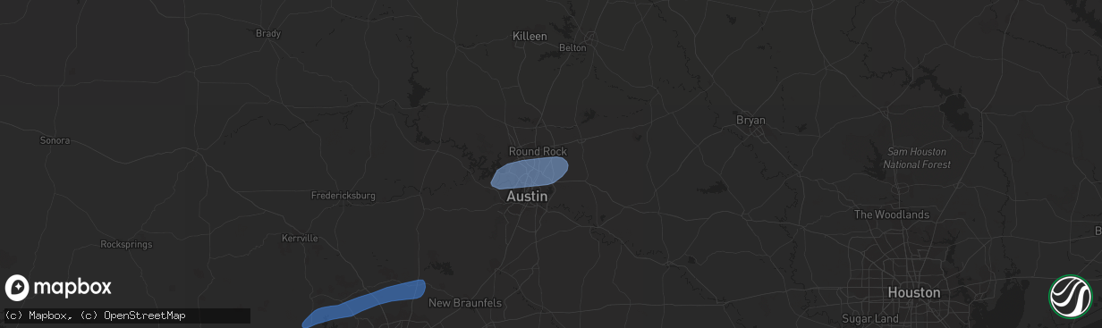 Hail map in Pflugerville, TX on March 2, 2023