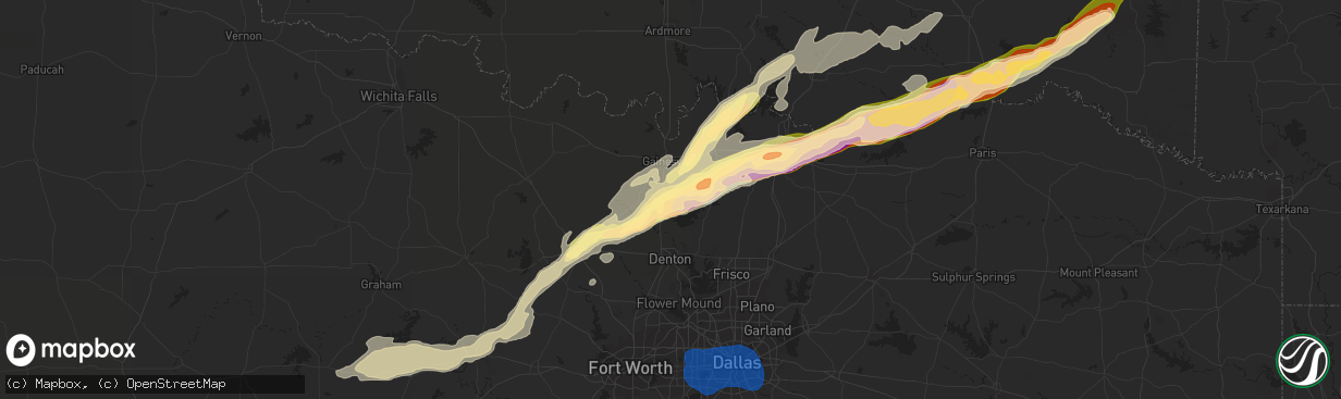 Hail map in Valley View, TX on March 2, 2023