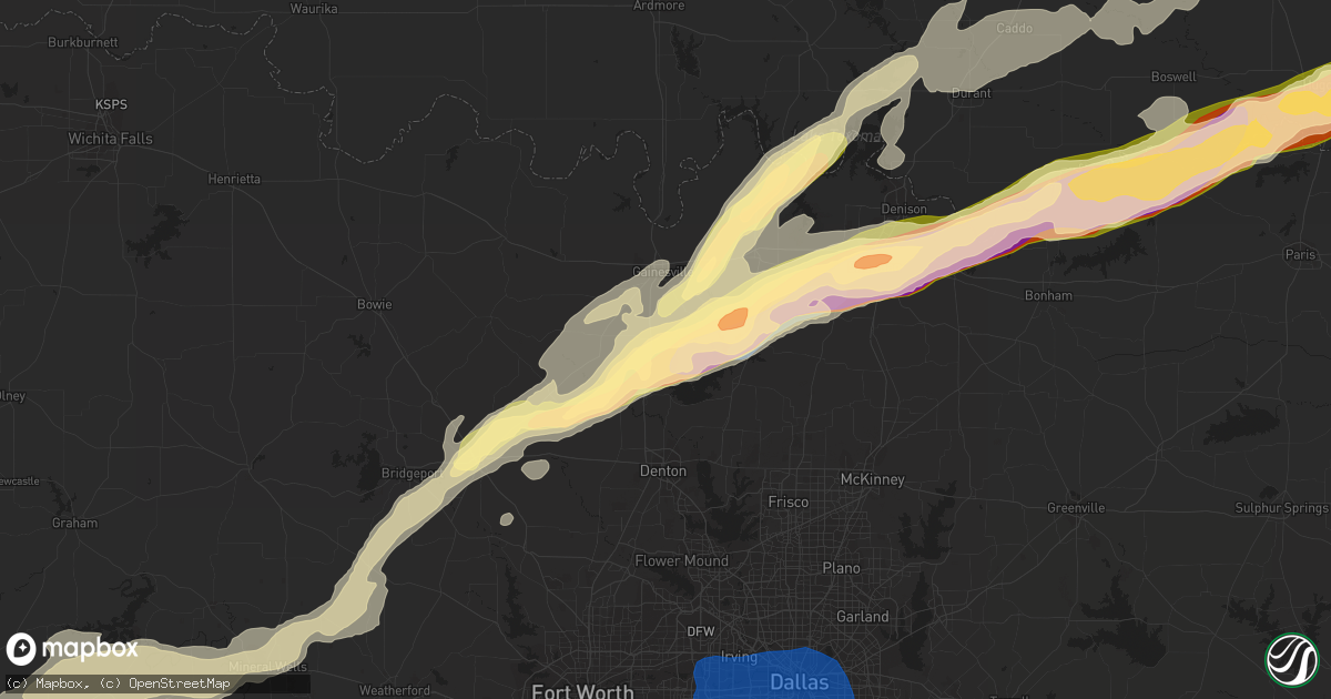Hail map in Valley View, TX on March 2, 2023