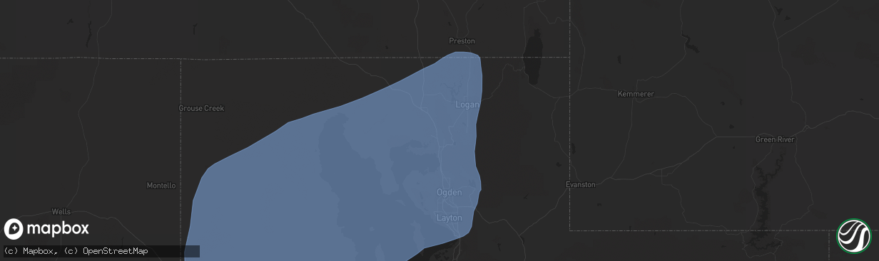 Hail map in Brigham City, UT on March 2, 2024