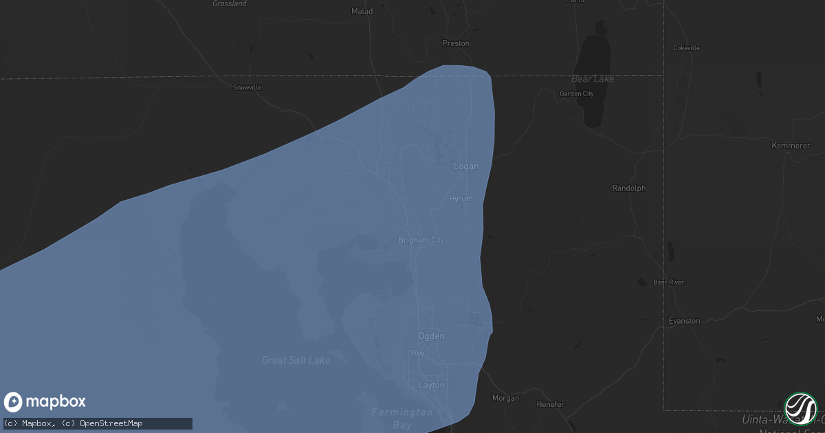 Hail map in Brigham City, UT on March 2, 2024