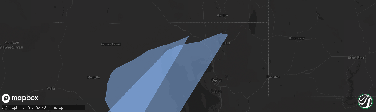 Hail map in Corinne, UT on March 2, 2024