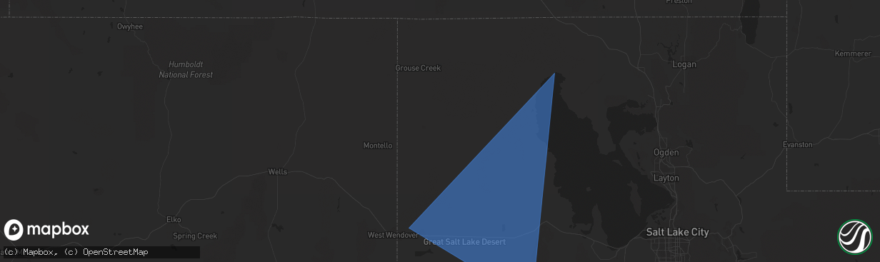 Hail map in Grouse Creek, UT on March 2, 2024