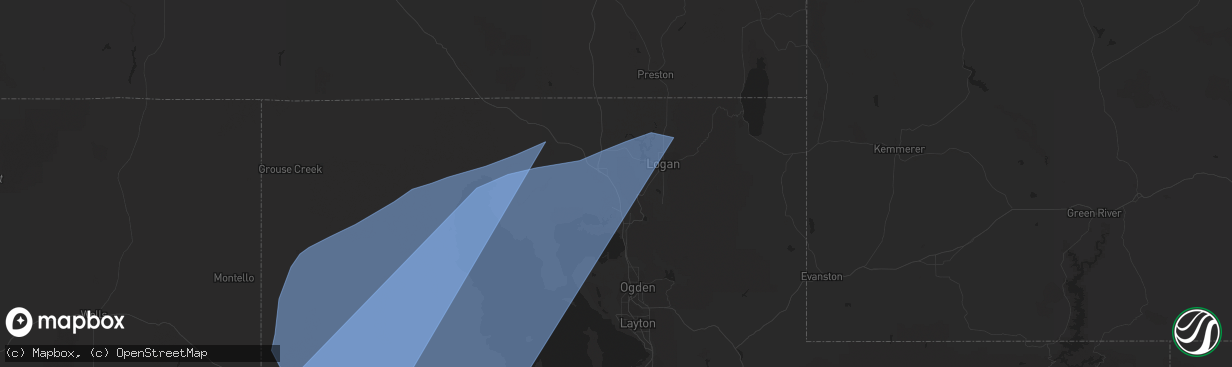 Hail map in Honeyville, UT on March 2, 2024