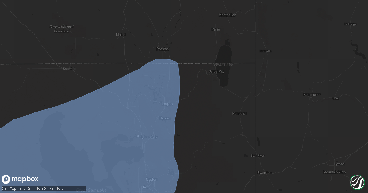 Hail map in Logan, UT on March 2, 2024