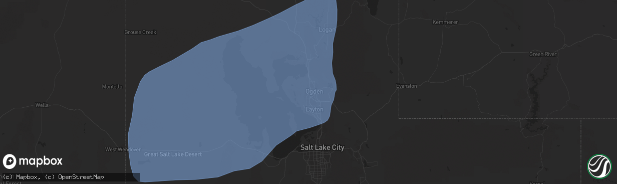 Hail map in Ogden, UT on March 2, 2024