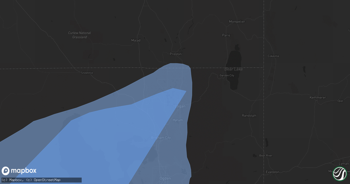 Hail map in Smithfield, UT on March 2, 2024