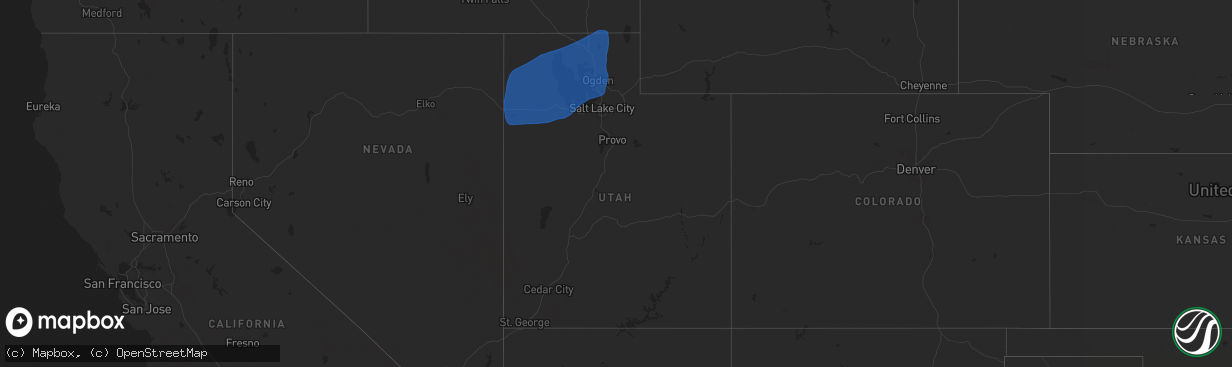 Hail map in Utah on March 2, 2024
