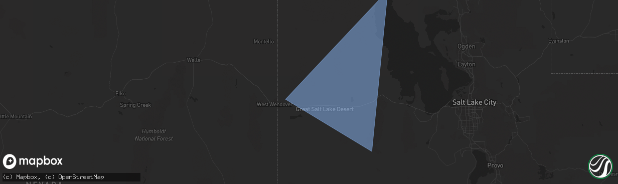 Hail map in Wendover, UT on March 2, 2024