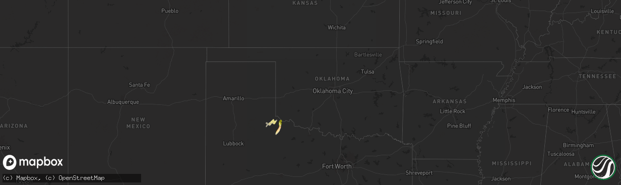 Hail map in Oklahoma on March 2, 2025