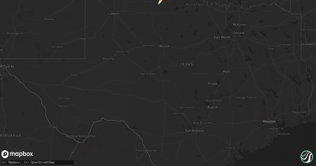 Hail map in Texas on March 2, 2025
