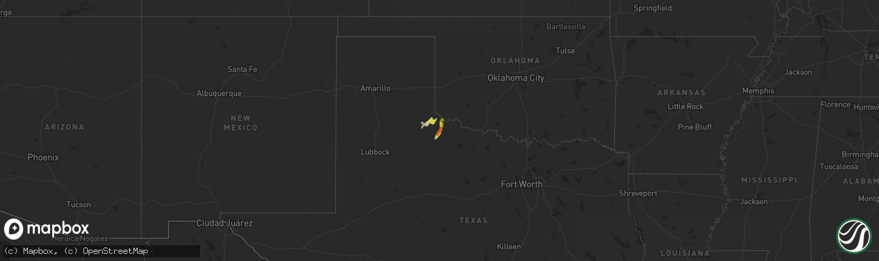 Hail map on March 2, 2025