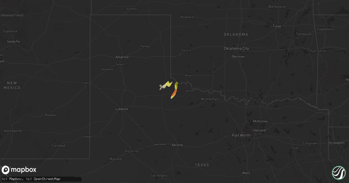 Hail map on March 2, 2025
