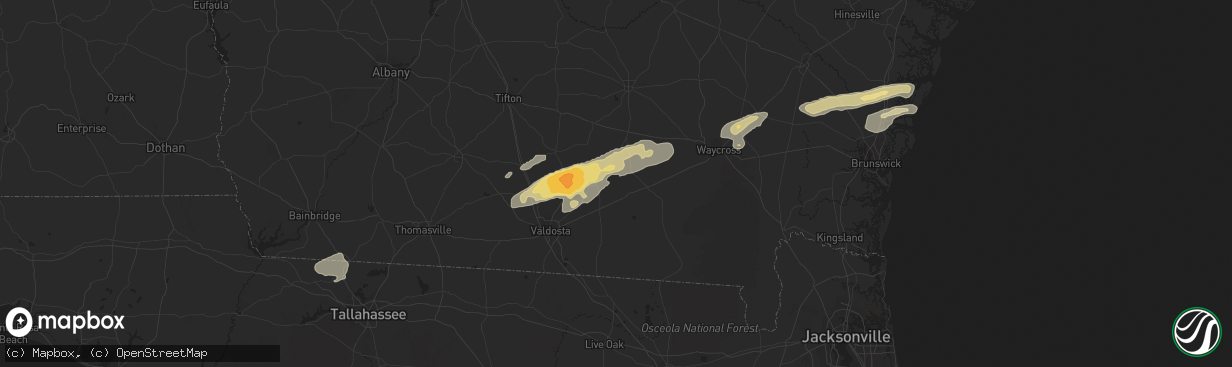 Hail map in Adel, GA on March 3, 2012