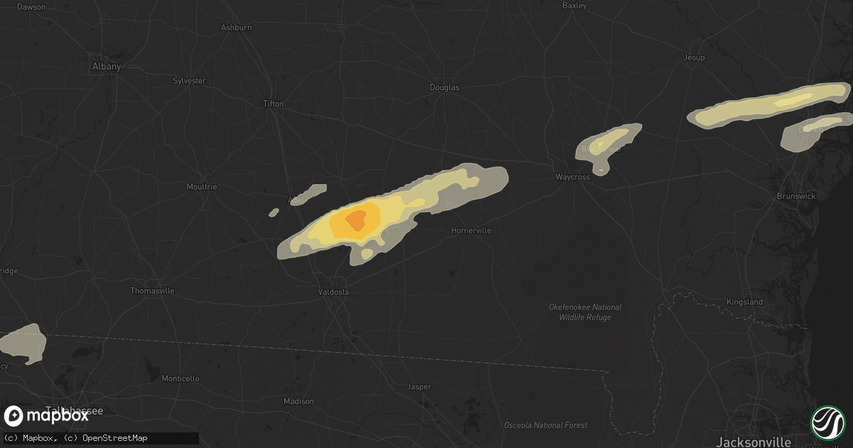 Hail map in Blackshear, GA on March 3, 2012