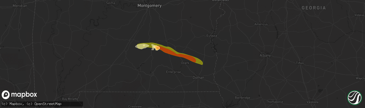 Hail map in Ariton, AL on March 3, 2016