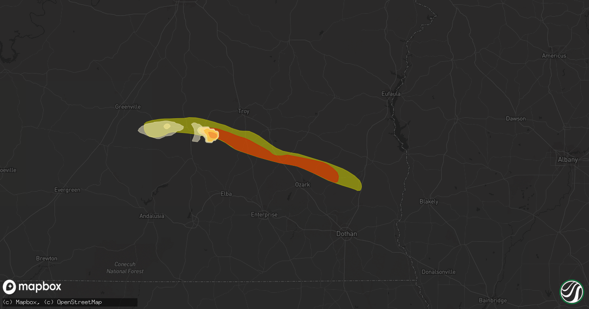 Hail map in Ariton, AL on March 3, 2016