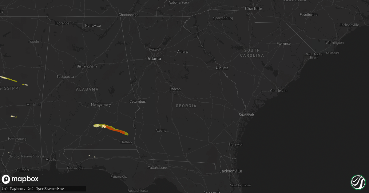 Hail map in Georgia on March 3, 2016