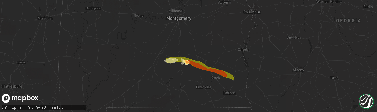 Hail map in Goshen, AL on March 3, 2016