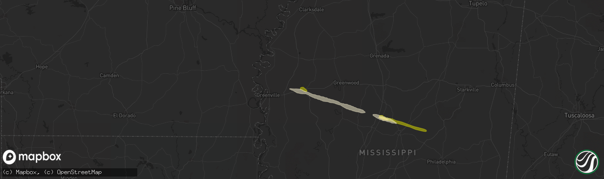 Hail map in Indianola, MS on March 3, 2016