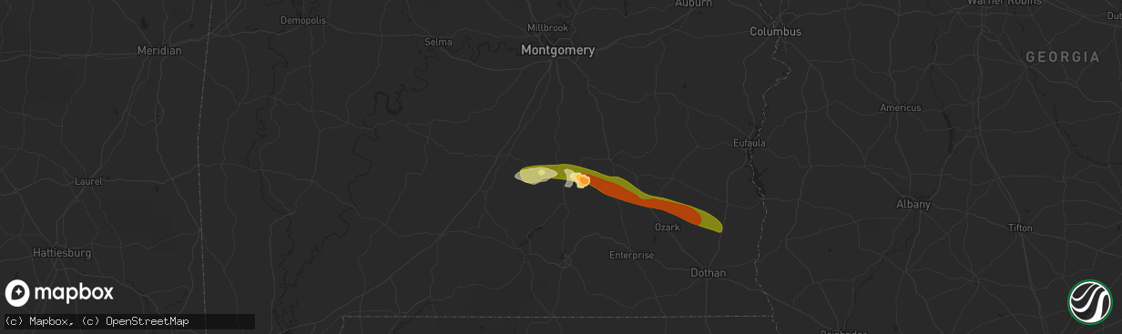 Hail map in Luverne, AL on March 3, 2016