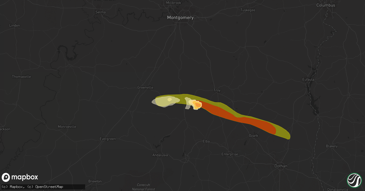 Hail map in Luverne, AL on March 3, 2016