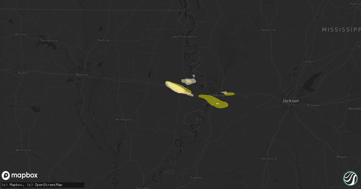 Hail map in Tallulah, LA on March 3, 2016