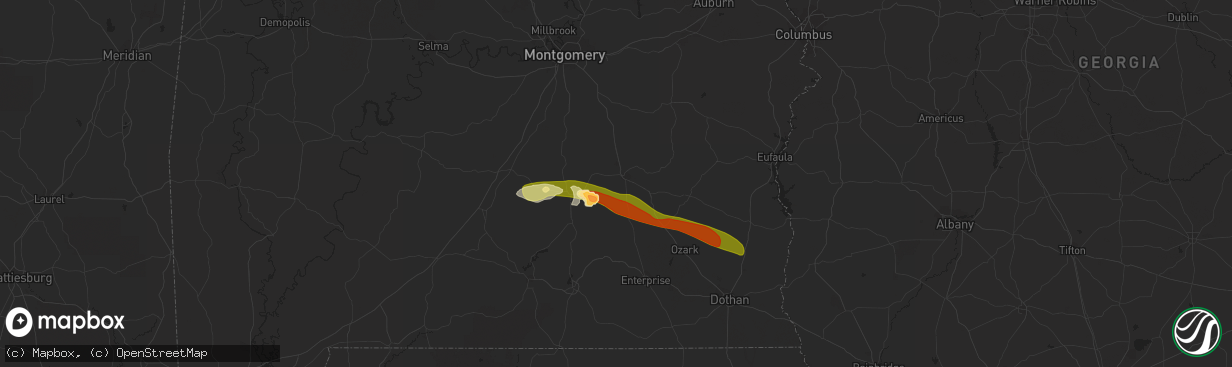 Hail map in Troy, AL on March 3, 2016