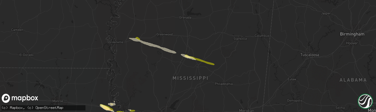 Hail map in West, MS on March 3, 2016