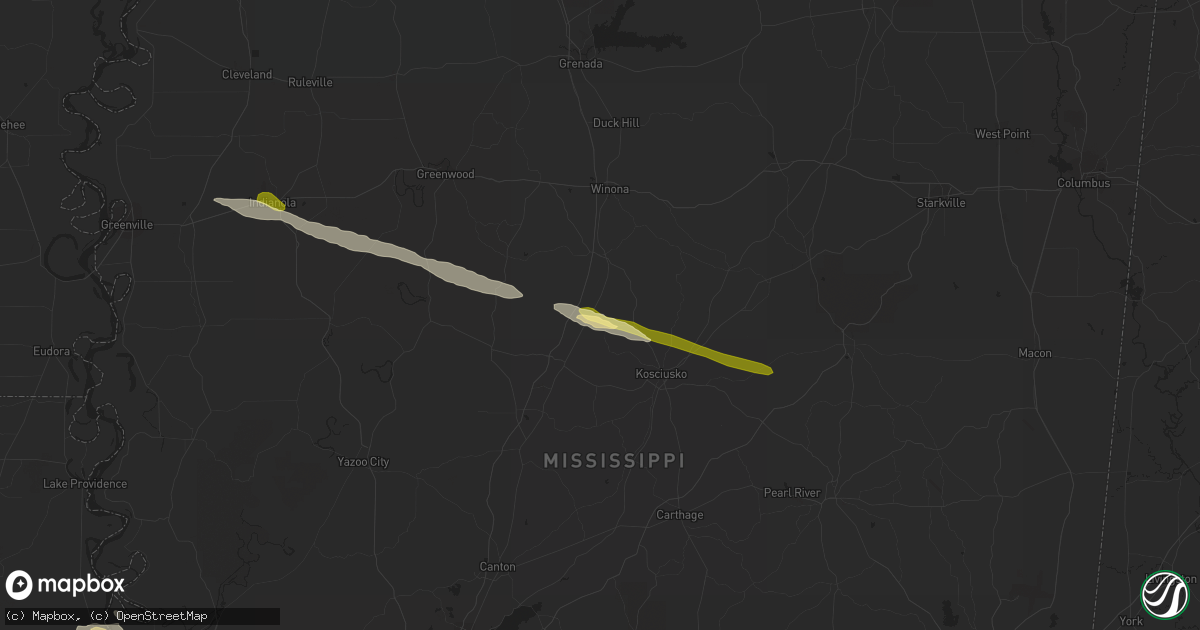 Hail map in West, MS on March 3, 2016