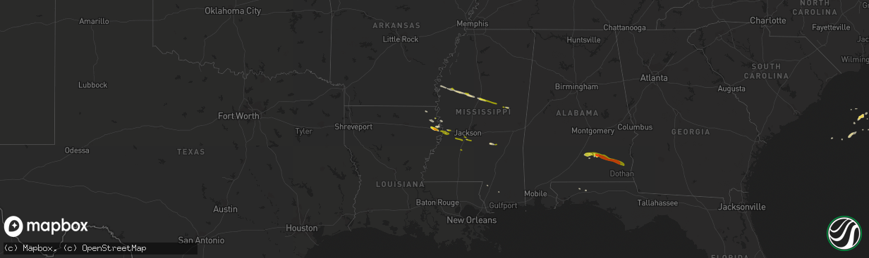 Hail map on March 3, 2016