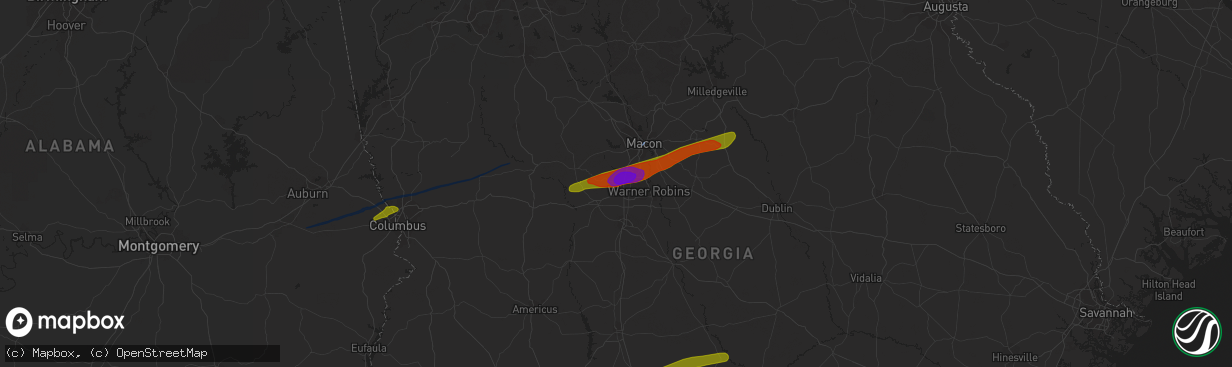 Hail map in Byron, GA on March 3, 2019