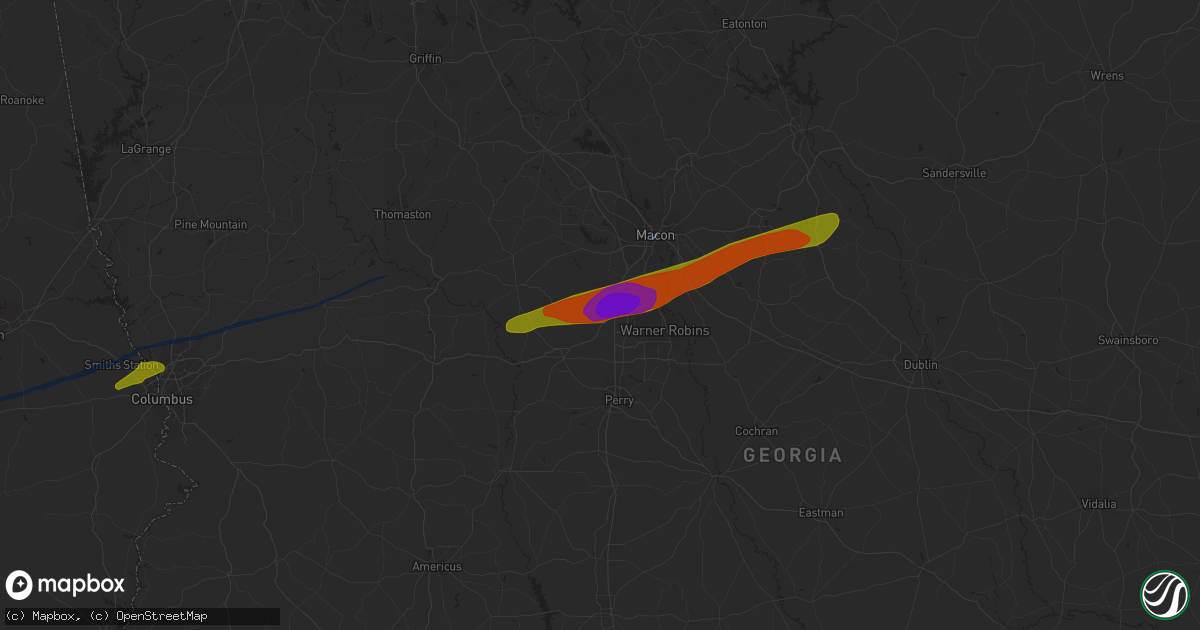 Hail map in Byron, GA on March 3, 2019