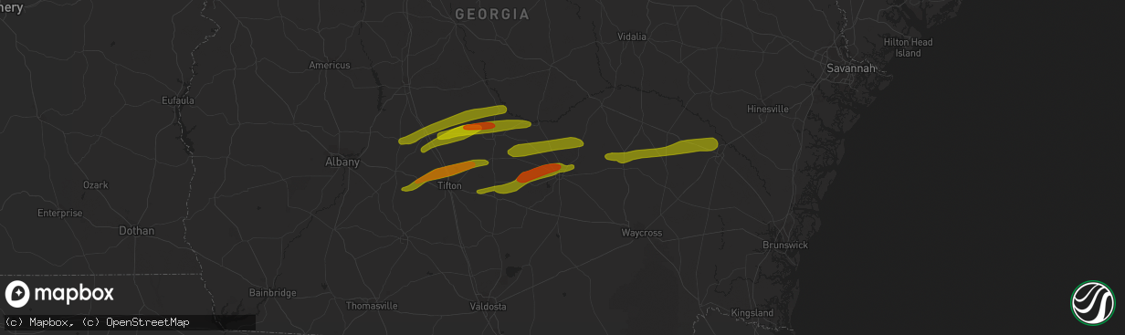 Hail map in Douglas, GA on March 3, 2019