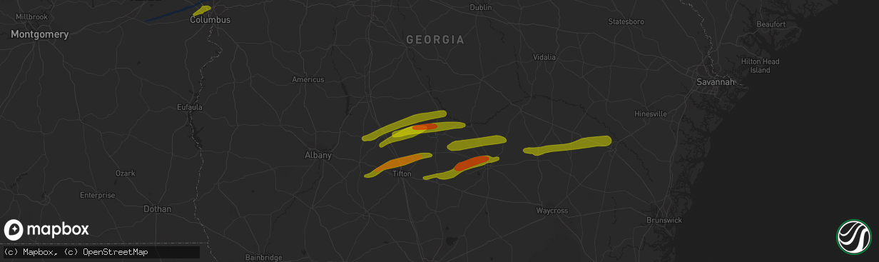 Hail map in Fitzgerald, GA on March 3, 2019