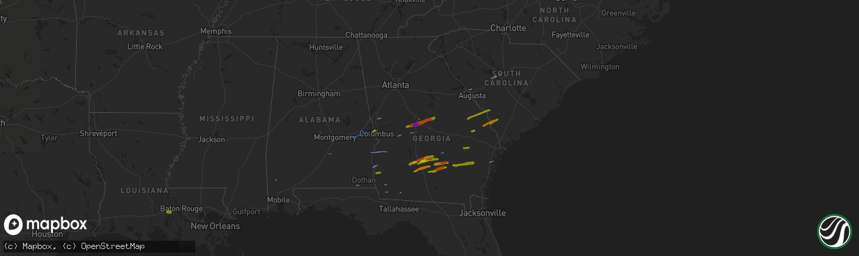 Hail map in Georgia on March 3, 2019