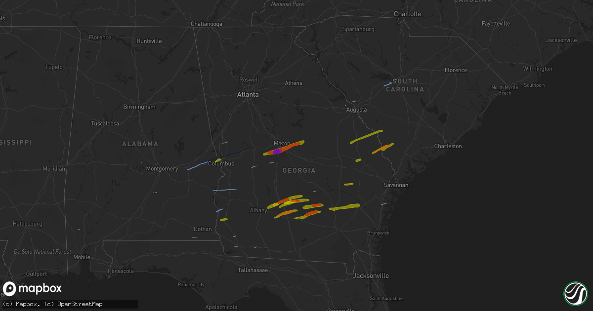 Hail map in Georgia on March 3, 2019