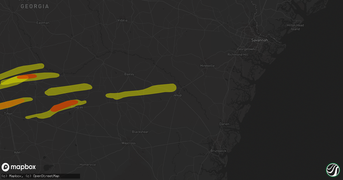 Hail map in Jesup, GA on March 3, 2019