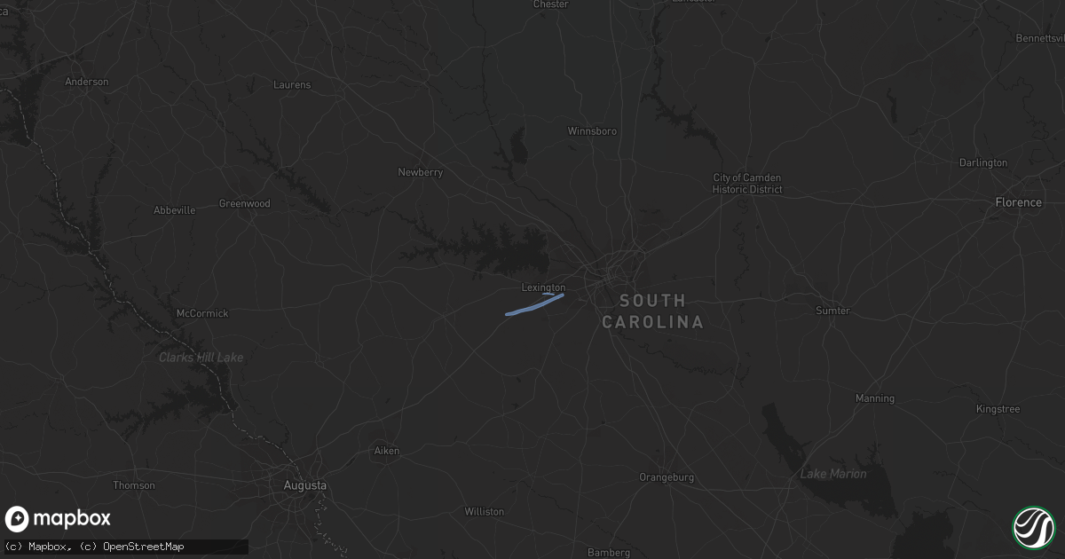 Hail map in Lexington, SC on March 3, 2019