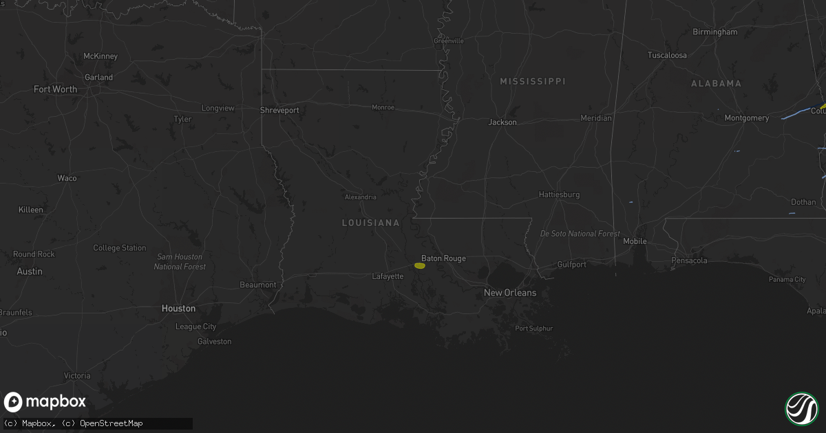 Hail map in Louisiana on March 3, 2019