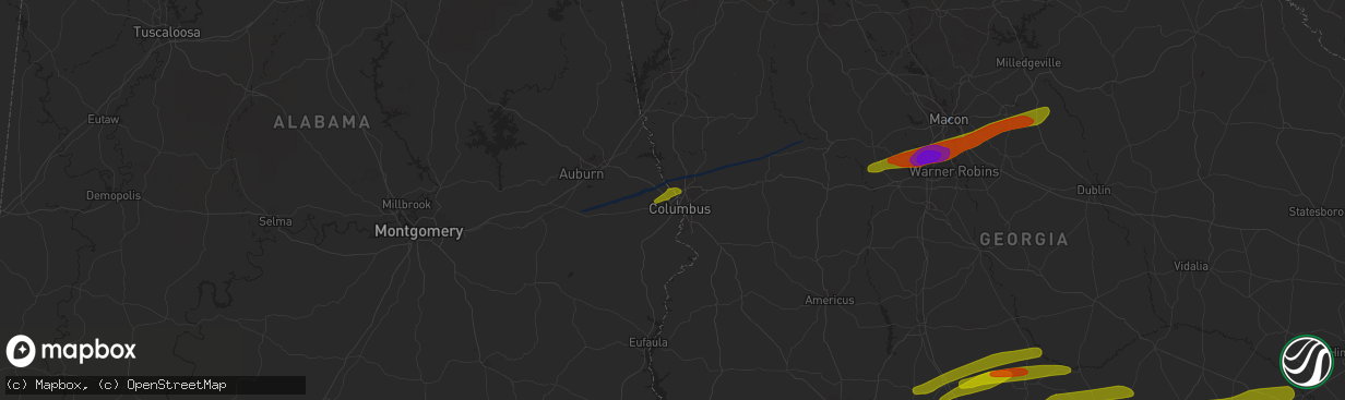 Hail map in Phenix City, AL on March 3, 2019