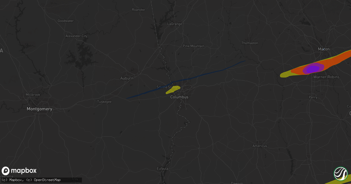 Hail map in Phenix City, AL on March 3, 2019