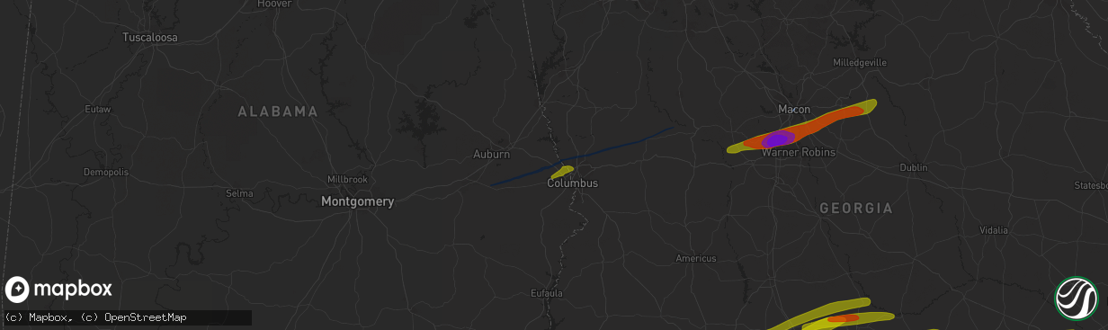 Hail map in Smiths Station, AL on March 3, 2019