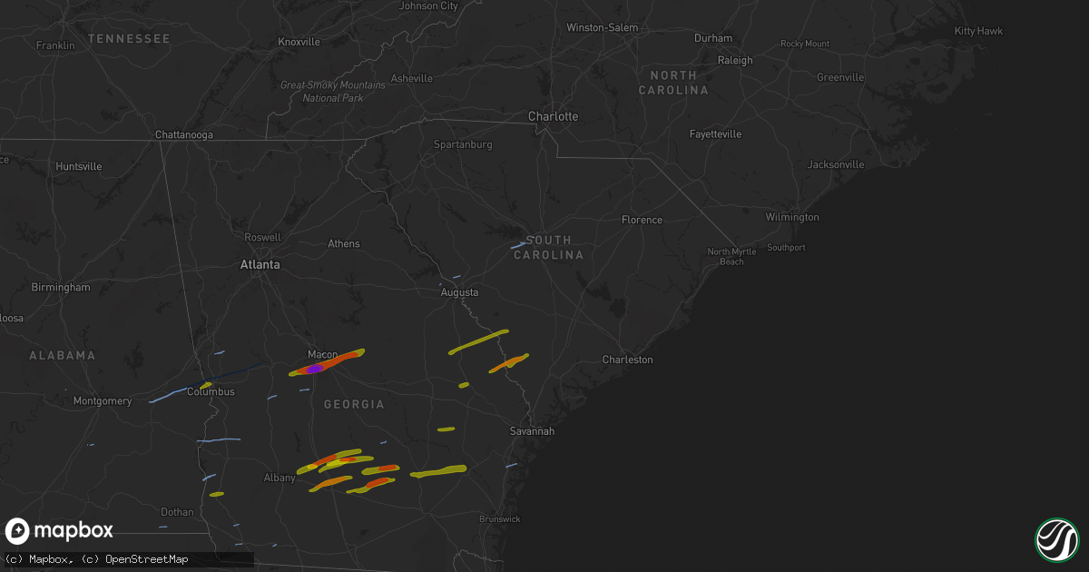 Hail map in South Carolina on March 3, 2019