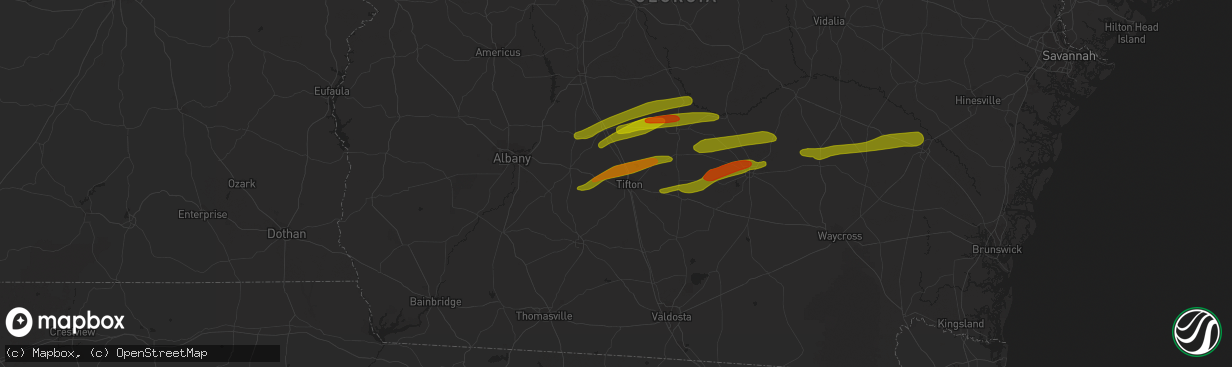 Hail map in Tifton, GA on March 3, 2019