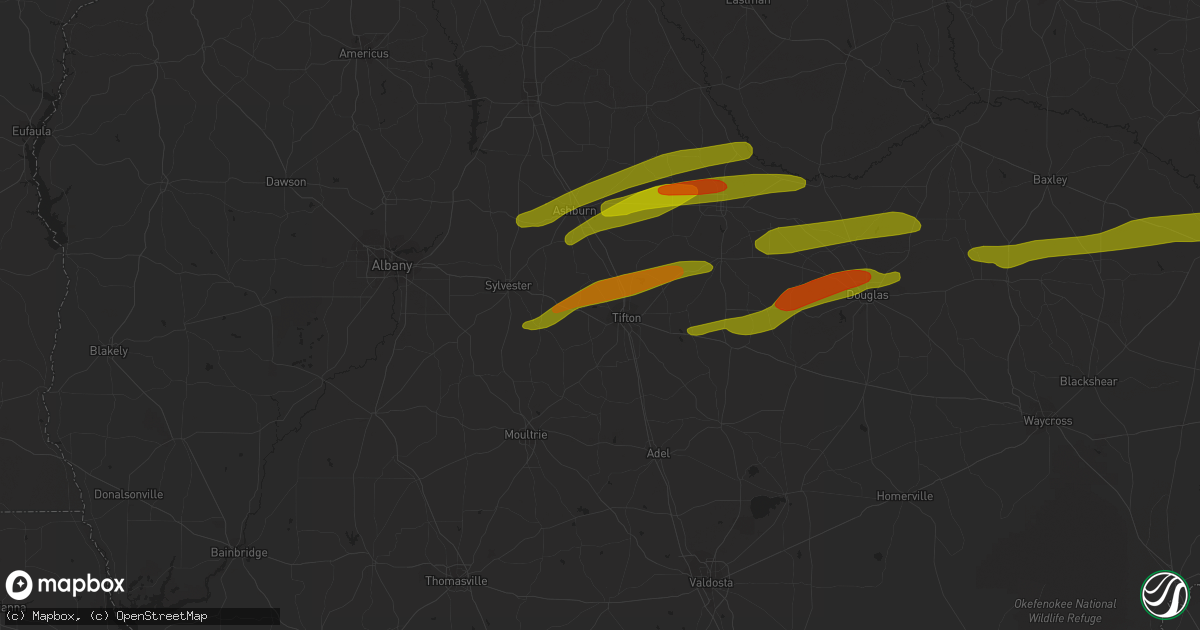 Hail map in Tifton, GA on March 3, 2019